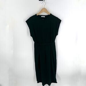 Ninety Percent Womens Black Organic Cotton Short Sleeve Sheath Dress Size M
